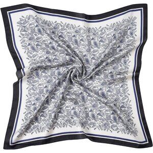 Women Navy Paisley Headscarf Satin Bandana Pattern Polyester Breathable Scarves